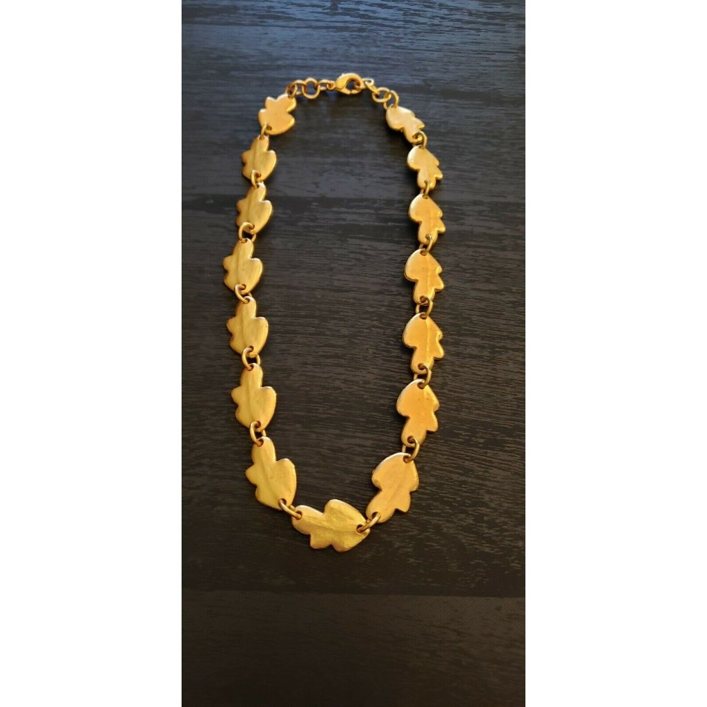 Vintage Matiere Premiere Paris Gold Leaf Necklace Signed